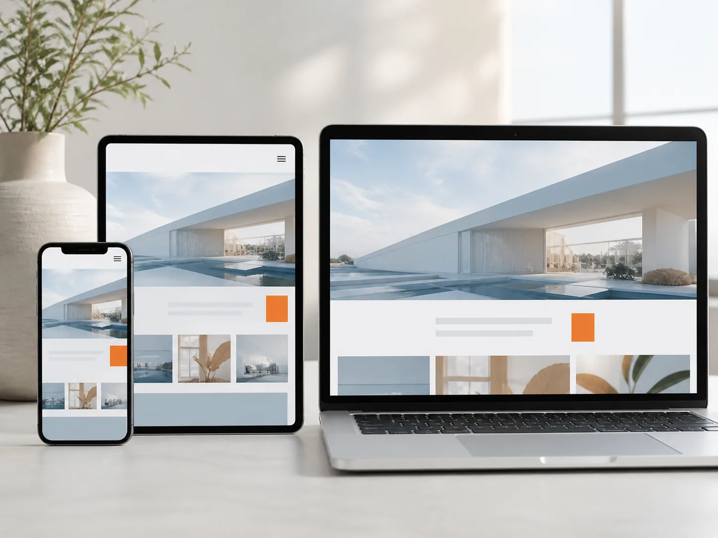 ตัวอย่าง Responsive Website บนมือถือ แท็บเล็ต และคอมพิวเตอร์