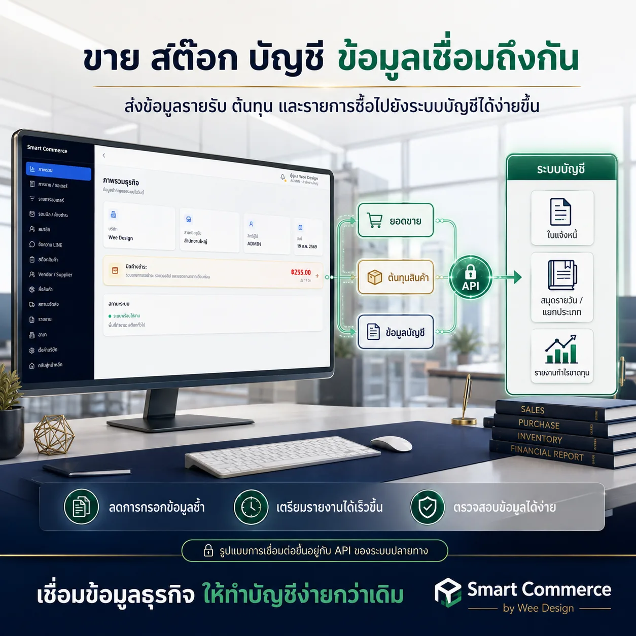 ส่งข้อมูลยอดขาย ต้นทุน และรายการซื้อเข้าสู่ระบบบัญชี